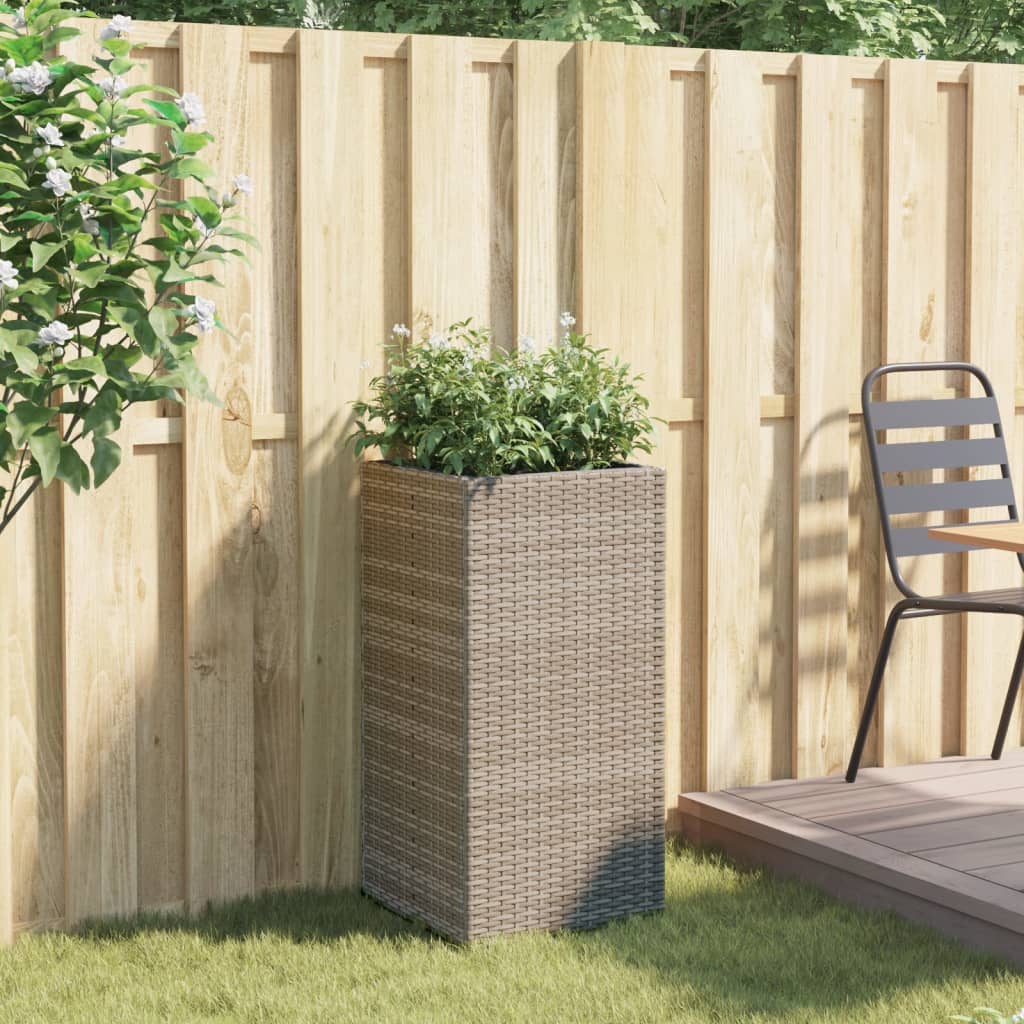 Vidaxl plantenbak 40x40x80 cm poly rotan grijs