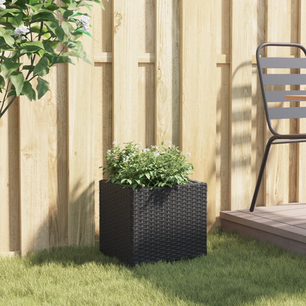 Vidaxl plantenbak 36x30x32 cm poly rotan zwart