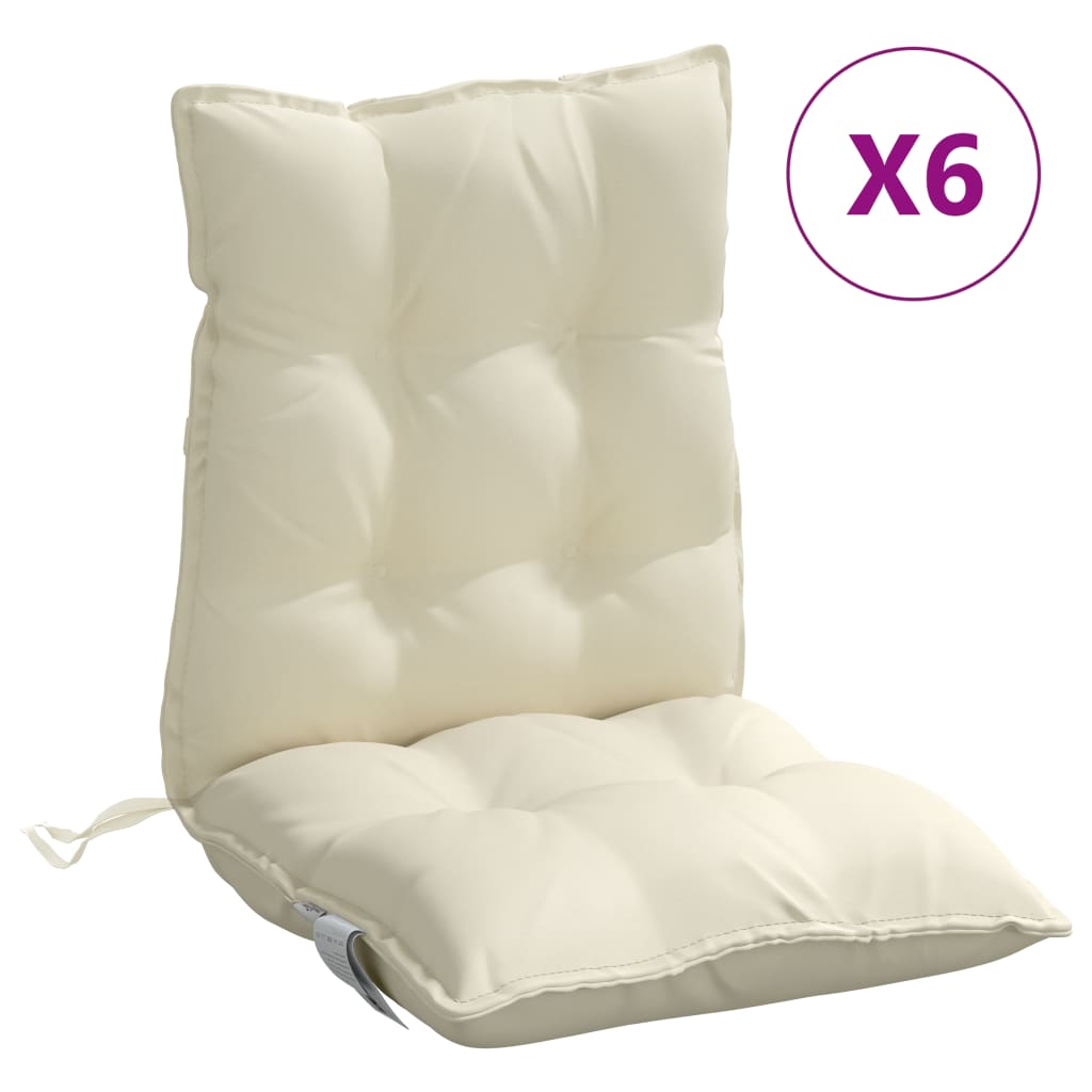 Vidaxl stoelkussens 6 st lage vloerkleed oxford stof crèmekleurig