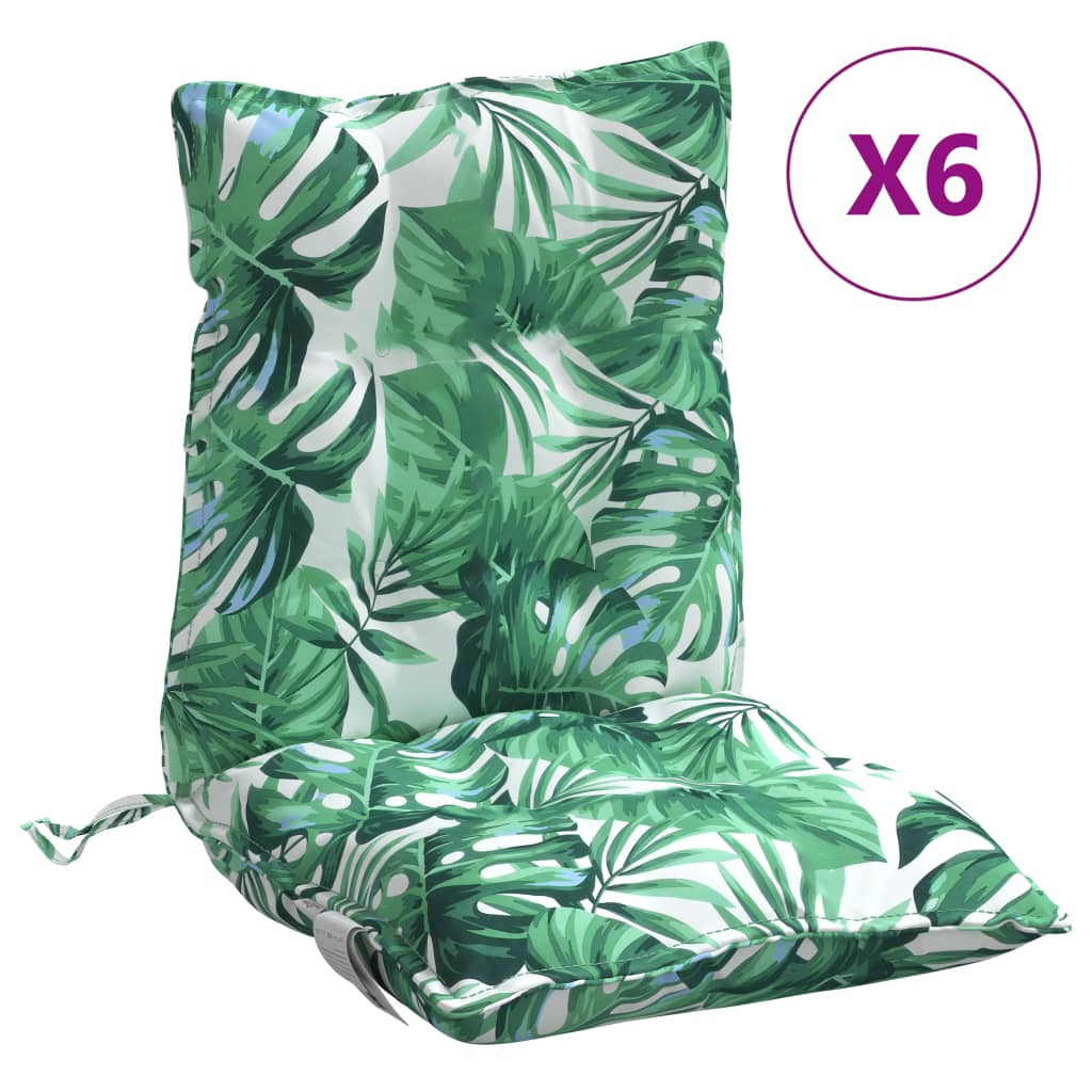 Vidaxl stoelkussens 6 st lage vloerkleed bladpatroon oxford stof