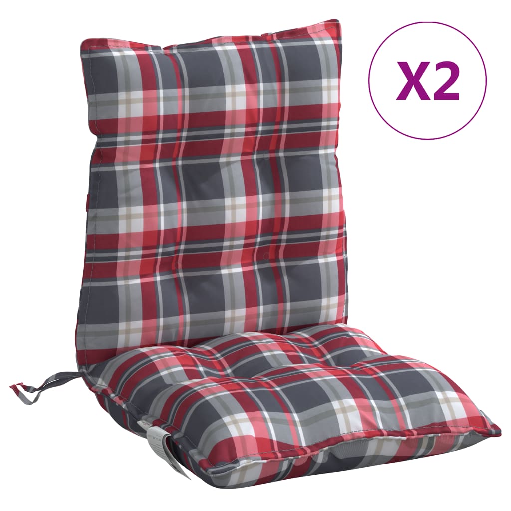 Vidaxl stoelkussens 2 st lage vloerkleed ruitpatroon oxford stof rood