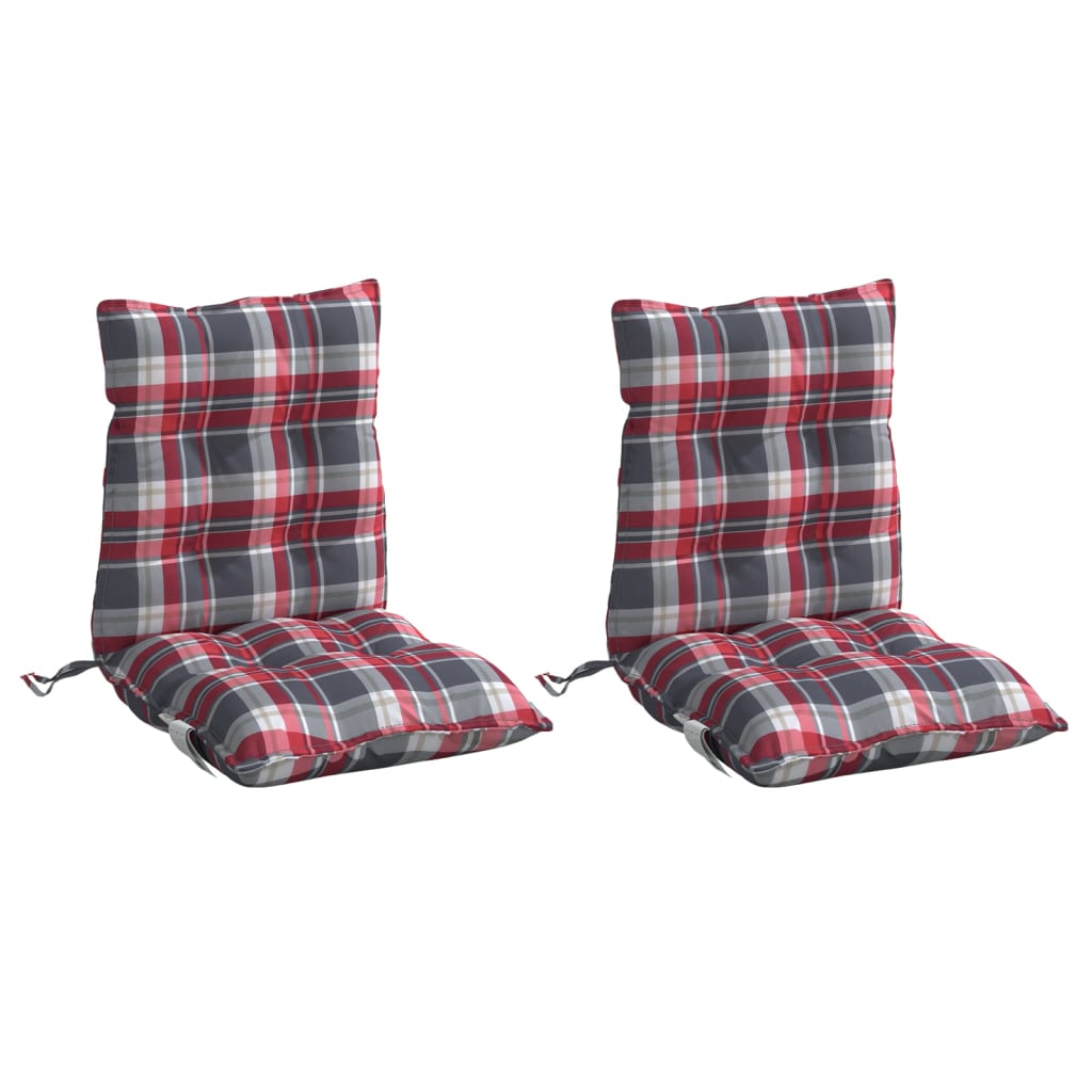 Vidaxl stoelkussens 2 st lage vloerkleed ruitpatroon oxford stof rood