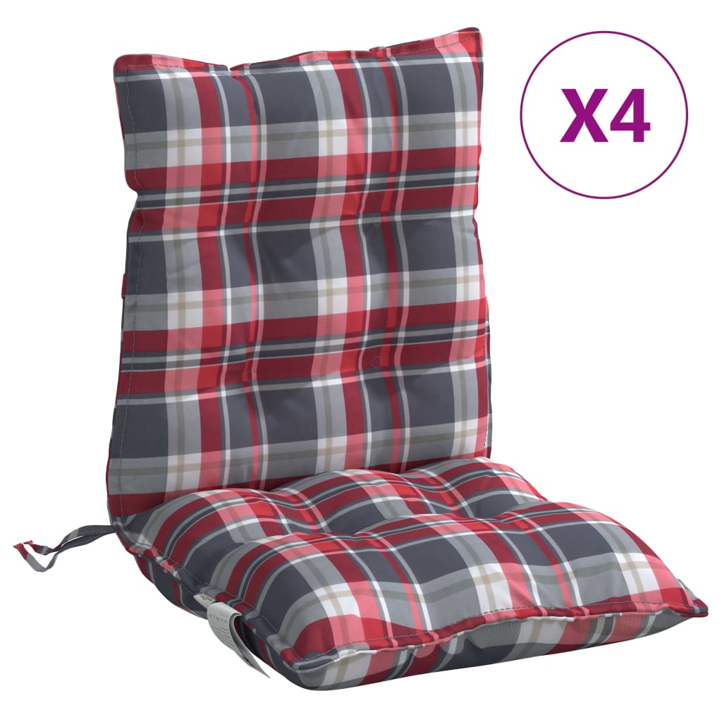 Vidaxl stoelkussens 4 st lage vloerkleed ruitpatroon oxford stof rood