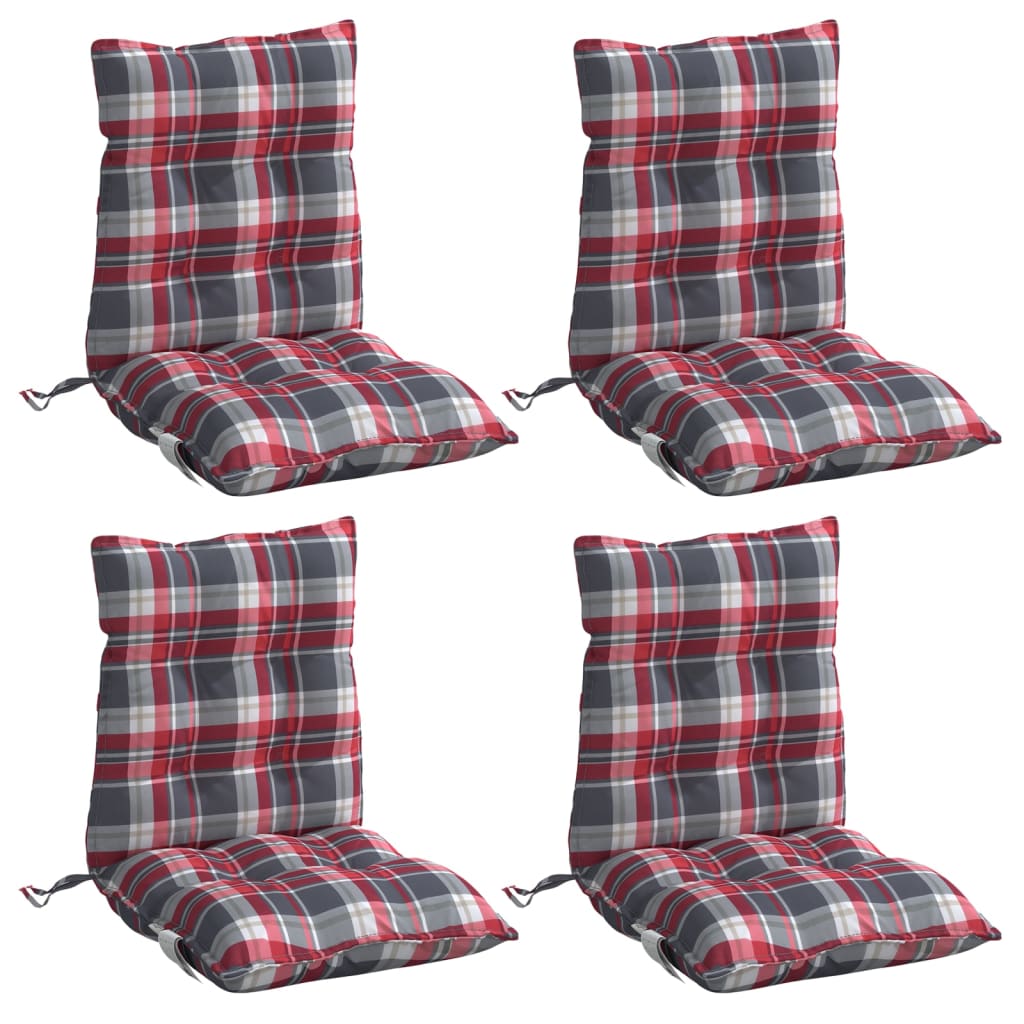 Vidaxl stoelkussens 4 st lage vloerkleed ruitpatroon oxford stof rood
