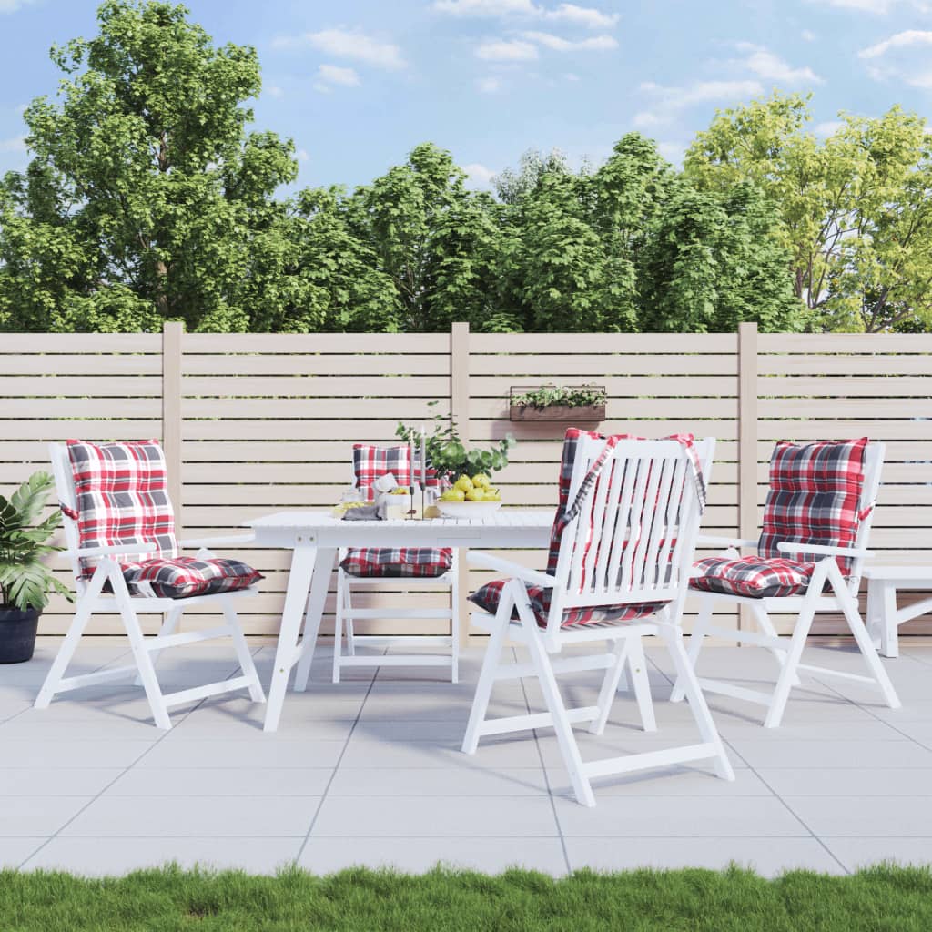 Vidaxl stoelkussens 4 st lage vloerkleed ruitpatroon oxford stof rood