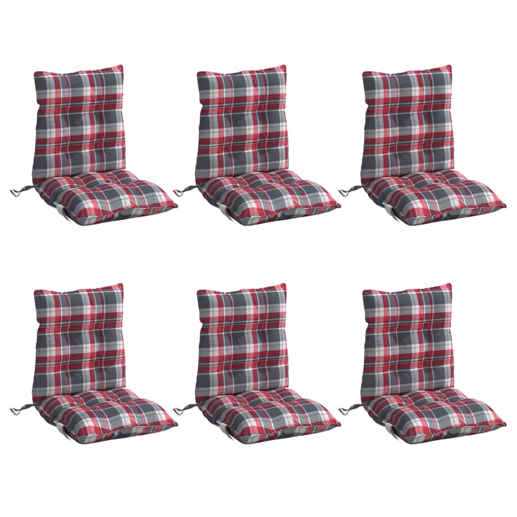 Vidaxl stoelkussens 6 st lage vloerkleed ruitpatroon oxford stof rood