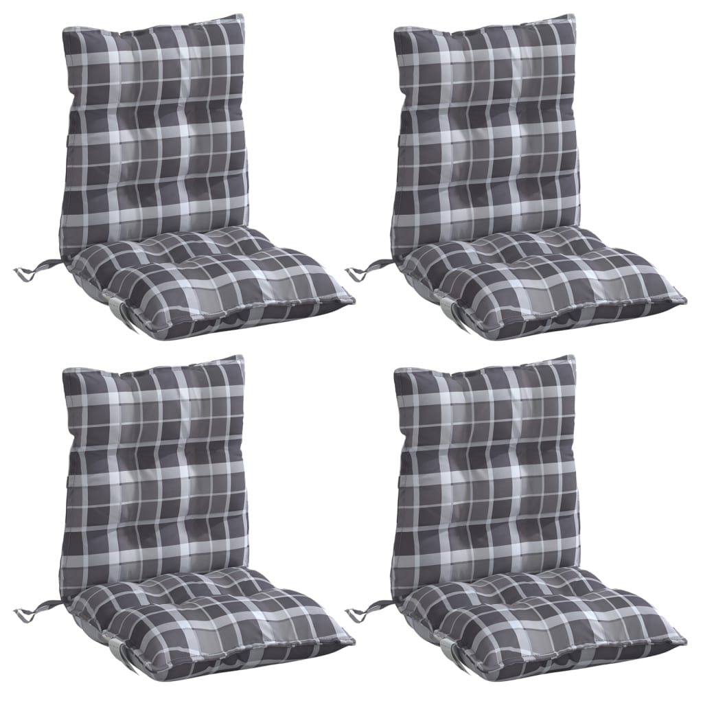 Vidaxl stoelkussens 4 st lage vloerkleed ruitpatroon oxford stof grijs