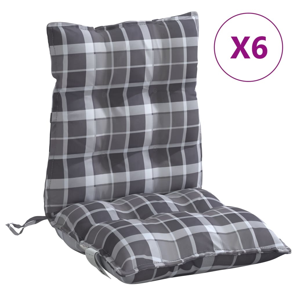 Vidaxl stoelkussens 6 st lage vloerkleed ruitpatroon oxford stof grijs