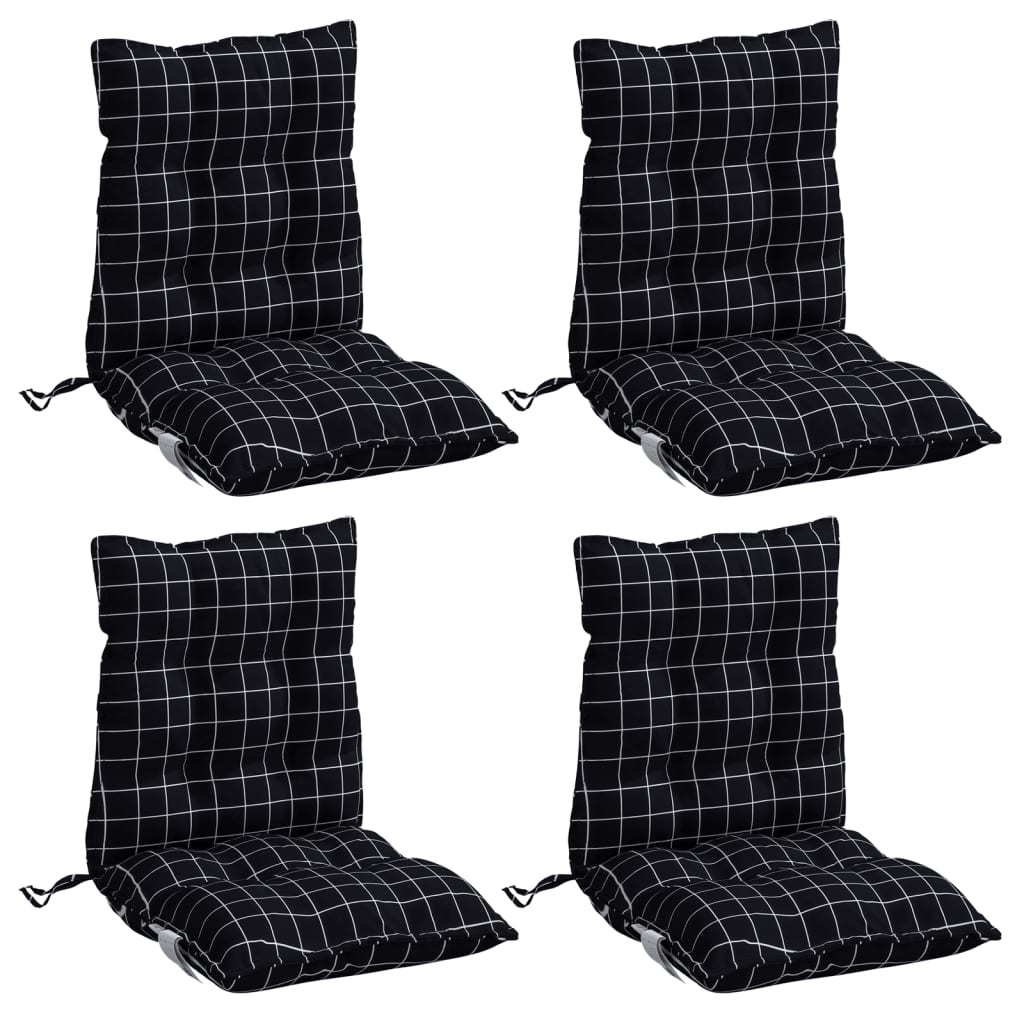 Vidaxl stoelkussens 4 st lage vloerkleed ruitpatroon oxford stof zwart