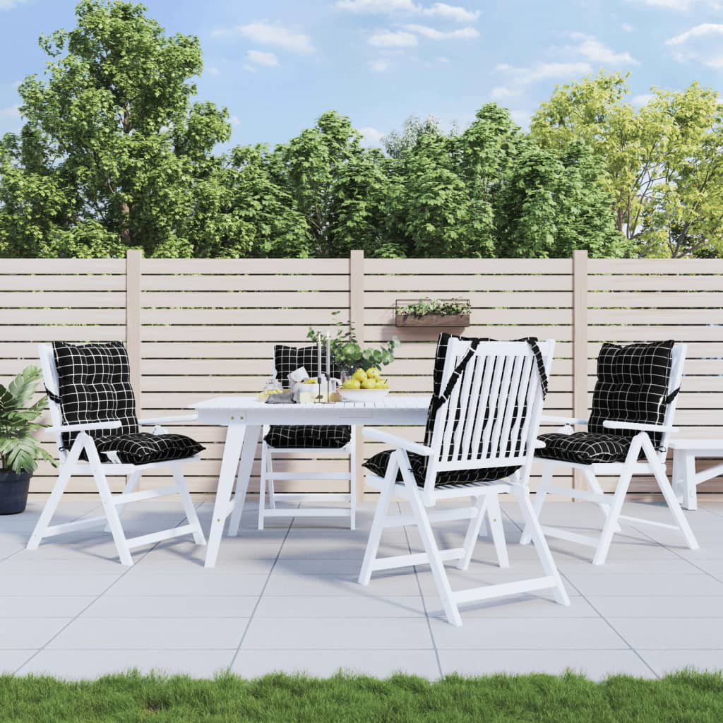 Vidaxl stoelkussens 4 st lage vloerkleed ruitpatroon oxford stof zwart