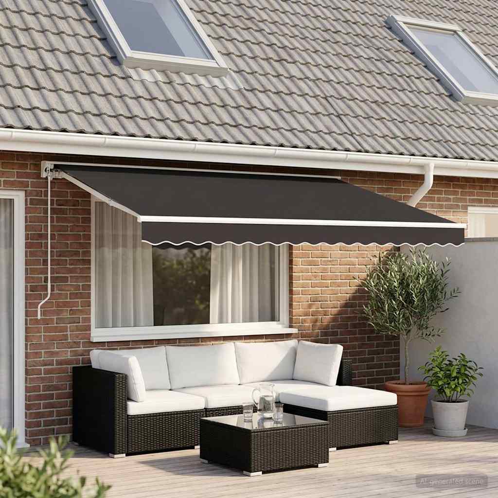 Vidaxl vervangingsdoek voor luifelrok gestreept 500 cm antracietkleurig