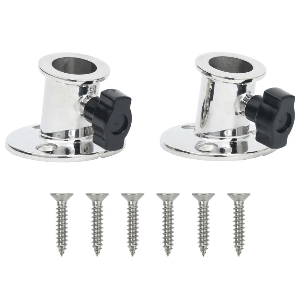 Vidaxl biminibasis2 st voor 26 mm buis rond roestvrij staal