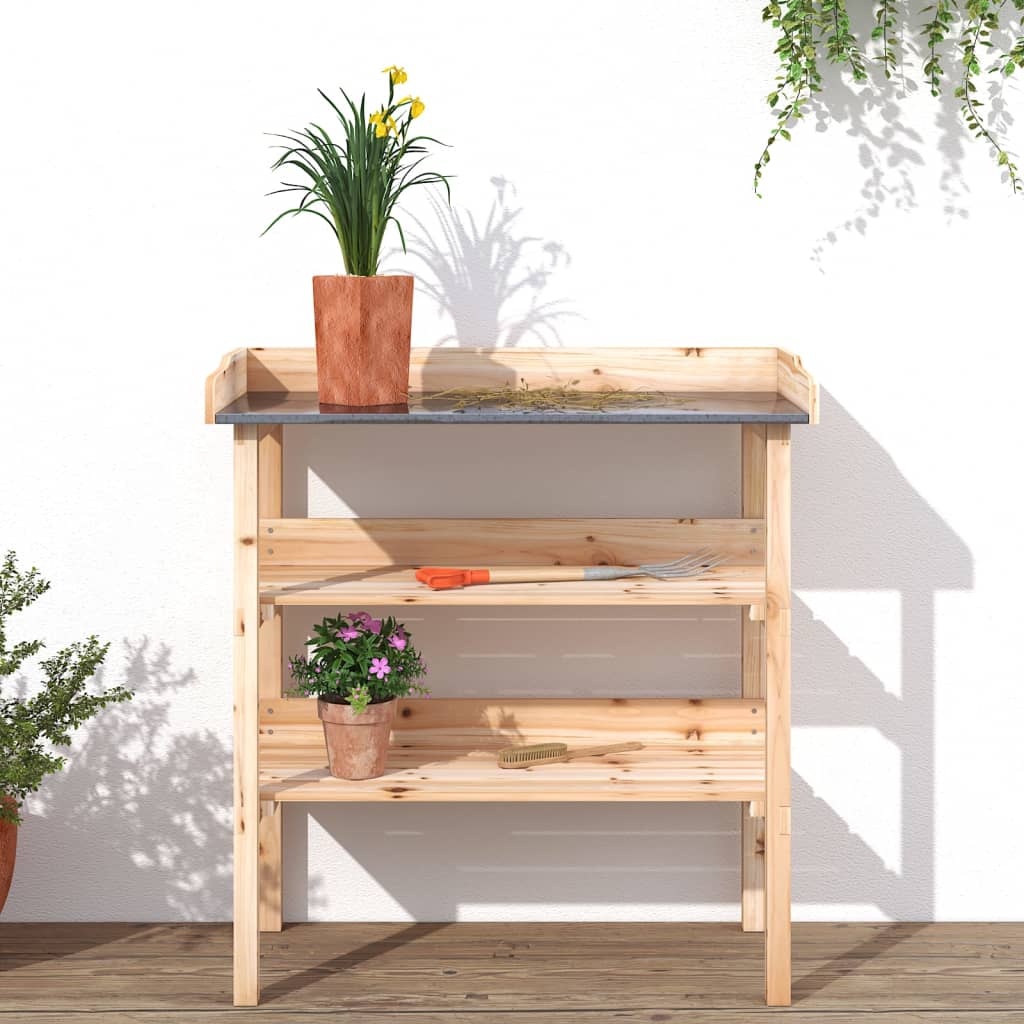 Vidaxl plantentafel met planken 78x38x82,5 cm massief vurenhout