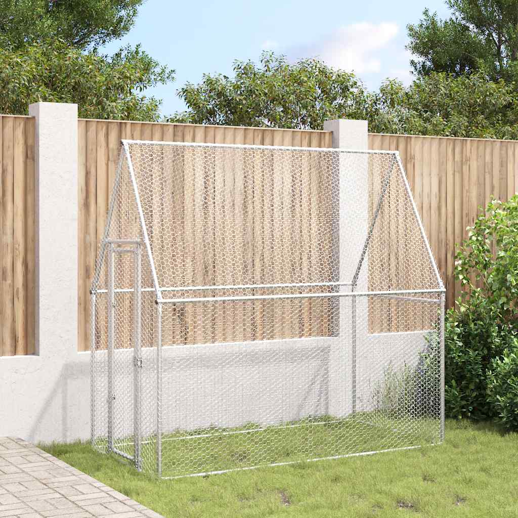 Vidaxl kippenhok 200x100x190 cm gegalvaniseerd staal zilverkleurig