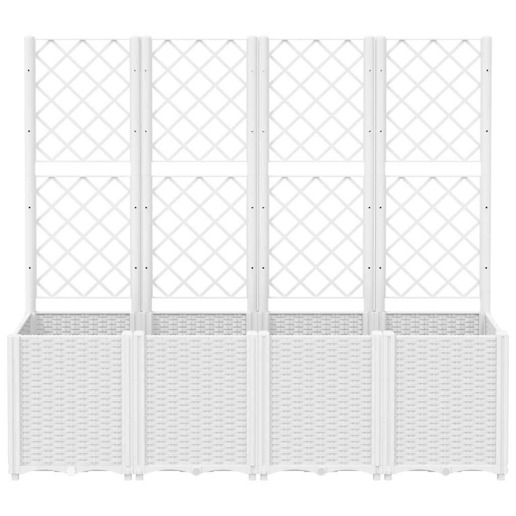 Vidaxl plantenbak met latwerk 160x40x140 cm polypropeen wit