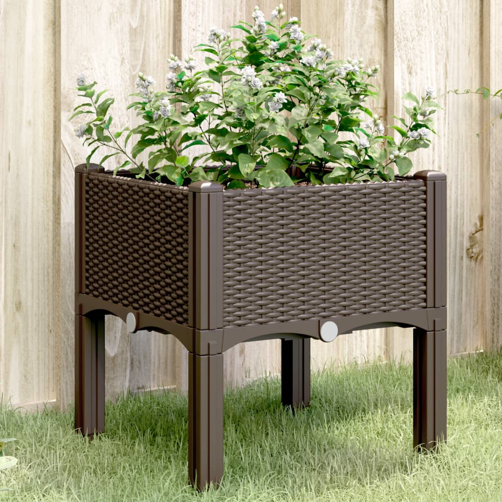 VidaXL Plantenbak met pot 40x40x42 cm polypropeen bruin