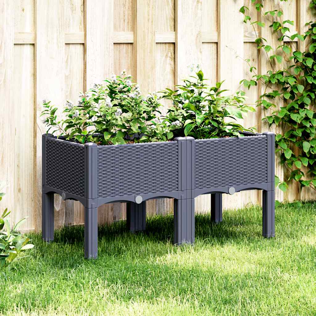 VidaXL Plantenbak met pot 80x40x42 cm polypropeen grijs