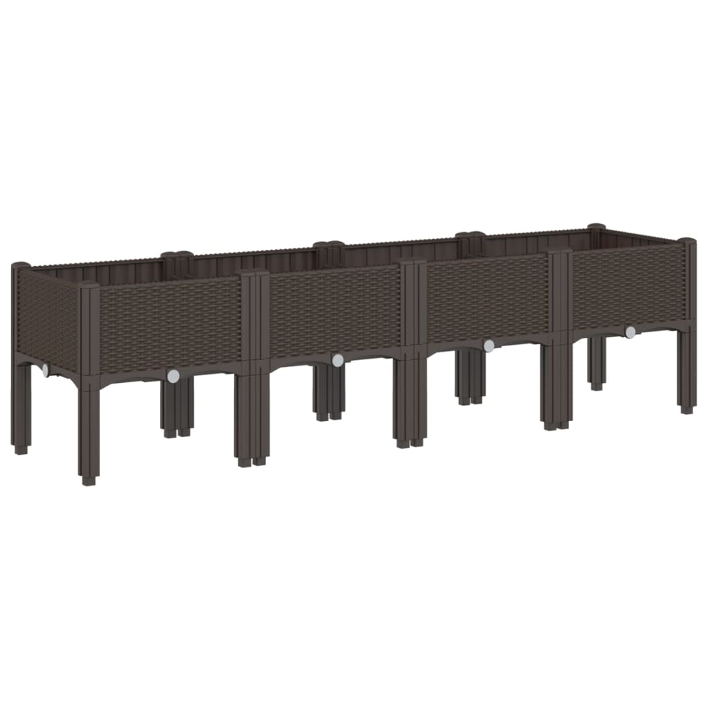 VidaXL Plantenbak met pot 160x40x42 cm polypropeen bruin