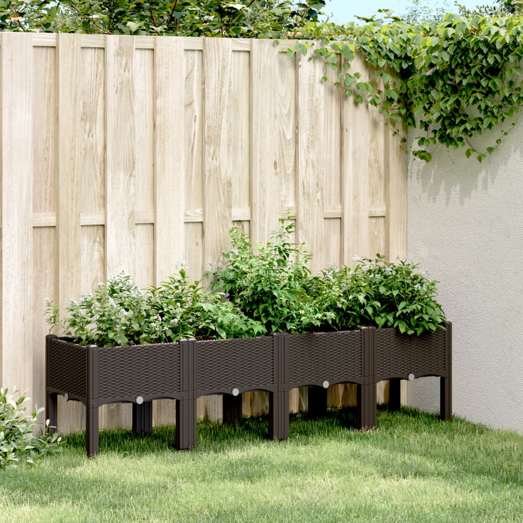 VidaXL Plantenbak met pot 160x40x42 cm polypropeen bruin