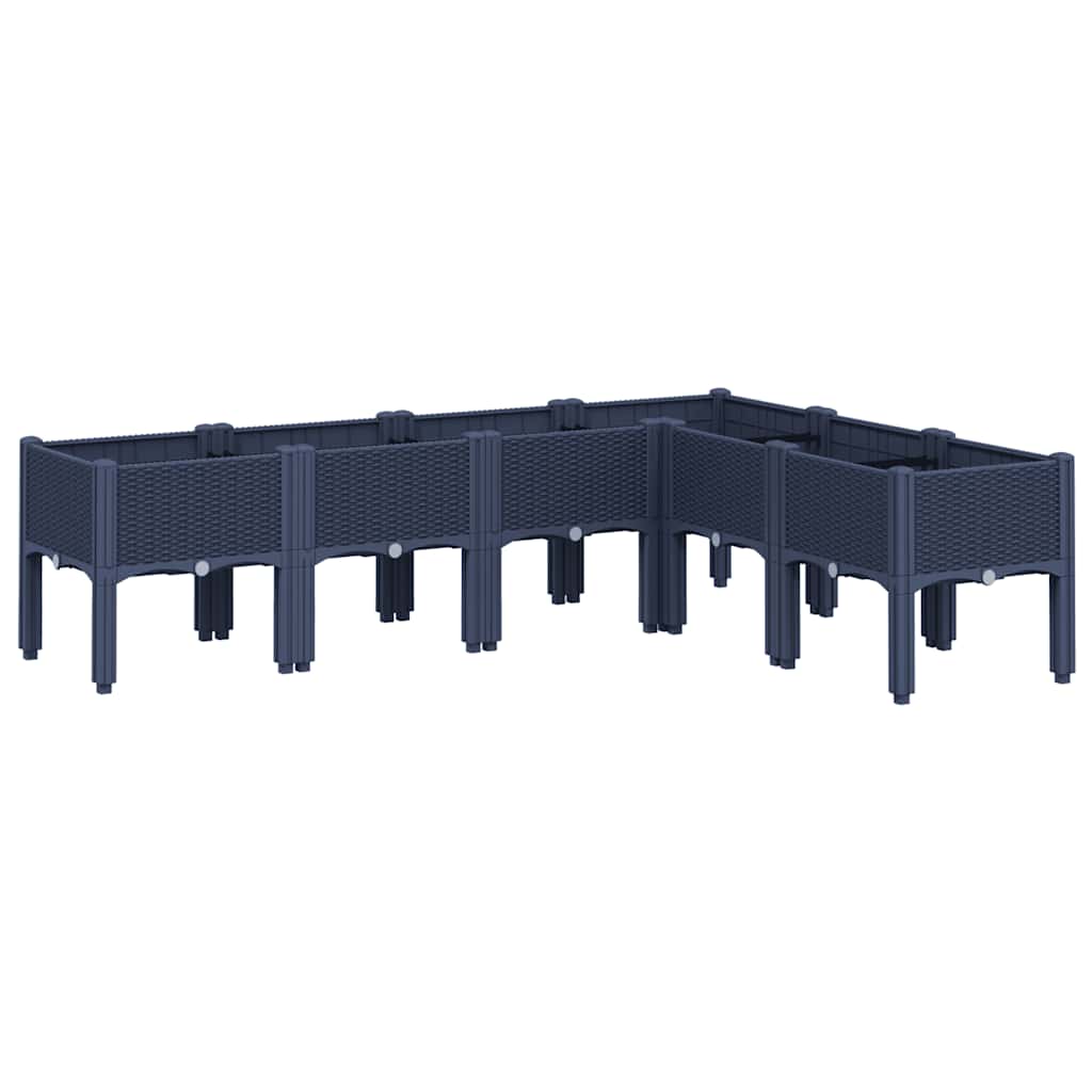 Vidaxl plantenbak met poten 160x120x42 cm polypropeen blauwgrijs