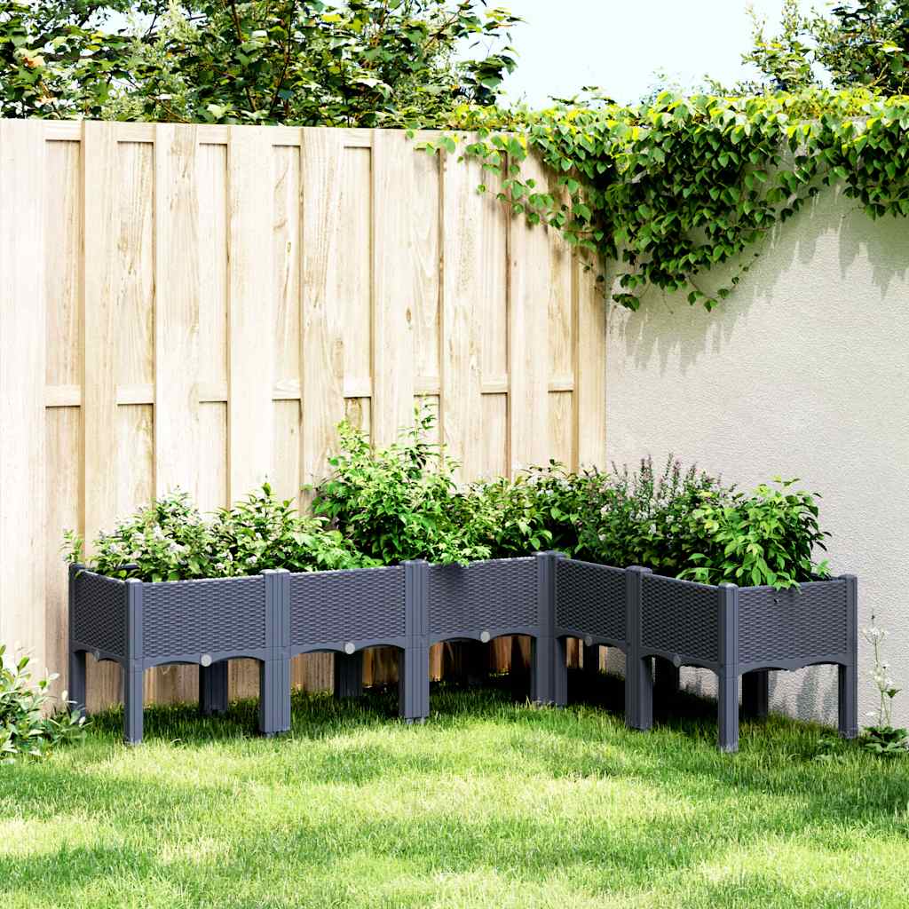 VidaXL Plantenbak met pot 160x120x42 cm polypropeen grijs