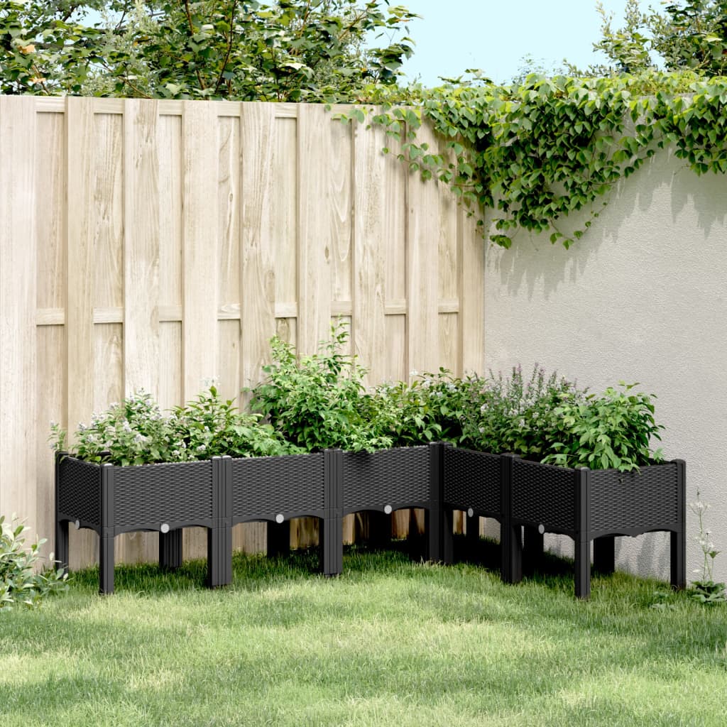 VidaXL Plantenbak met pot 160x120x42 cm polypropeen zwart