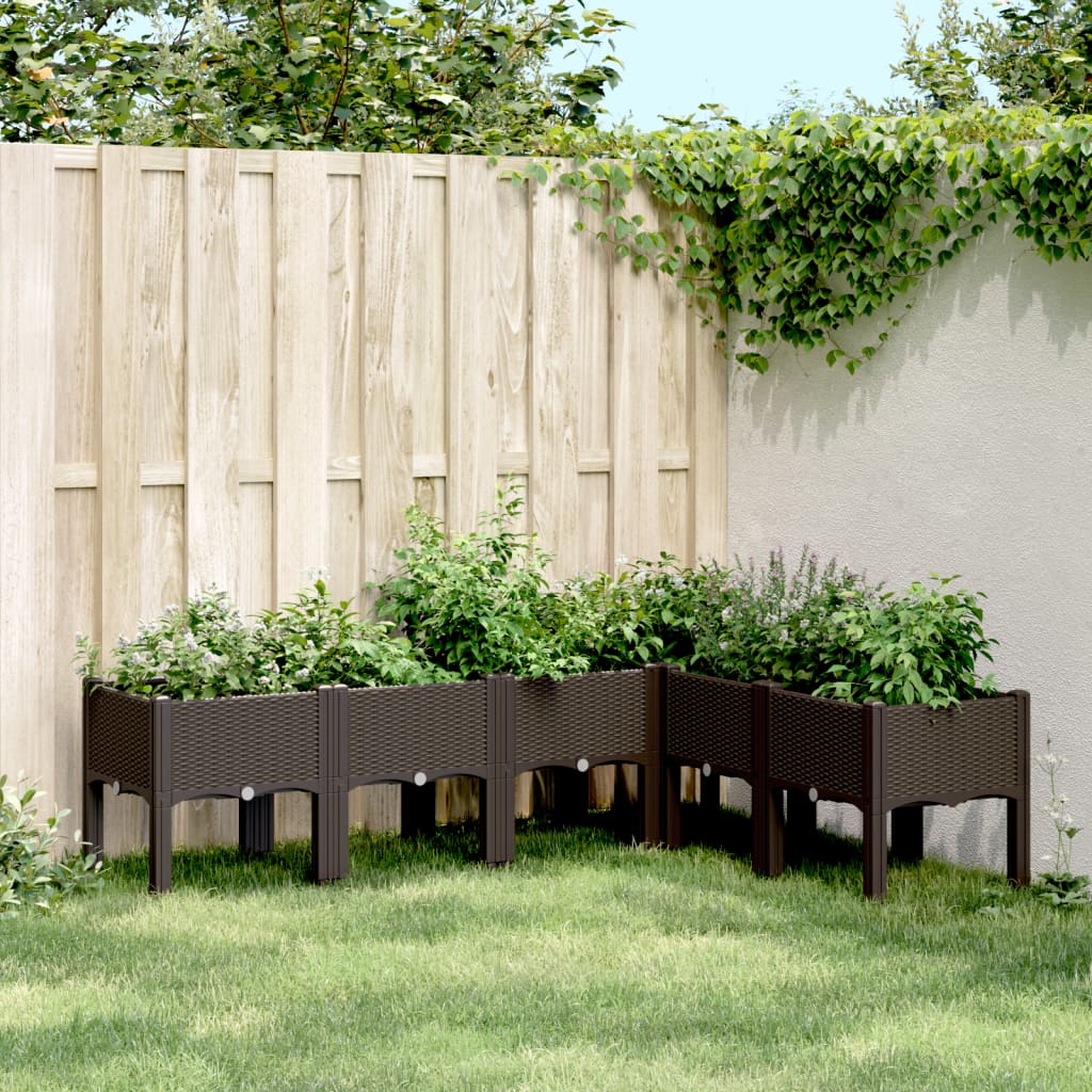 VidaXL Plantenbak met pot 160x120x42 cm polypropeen bruin