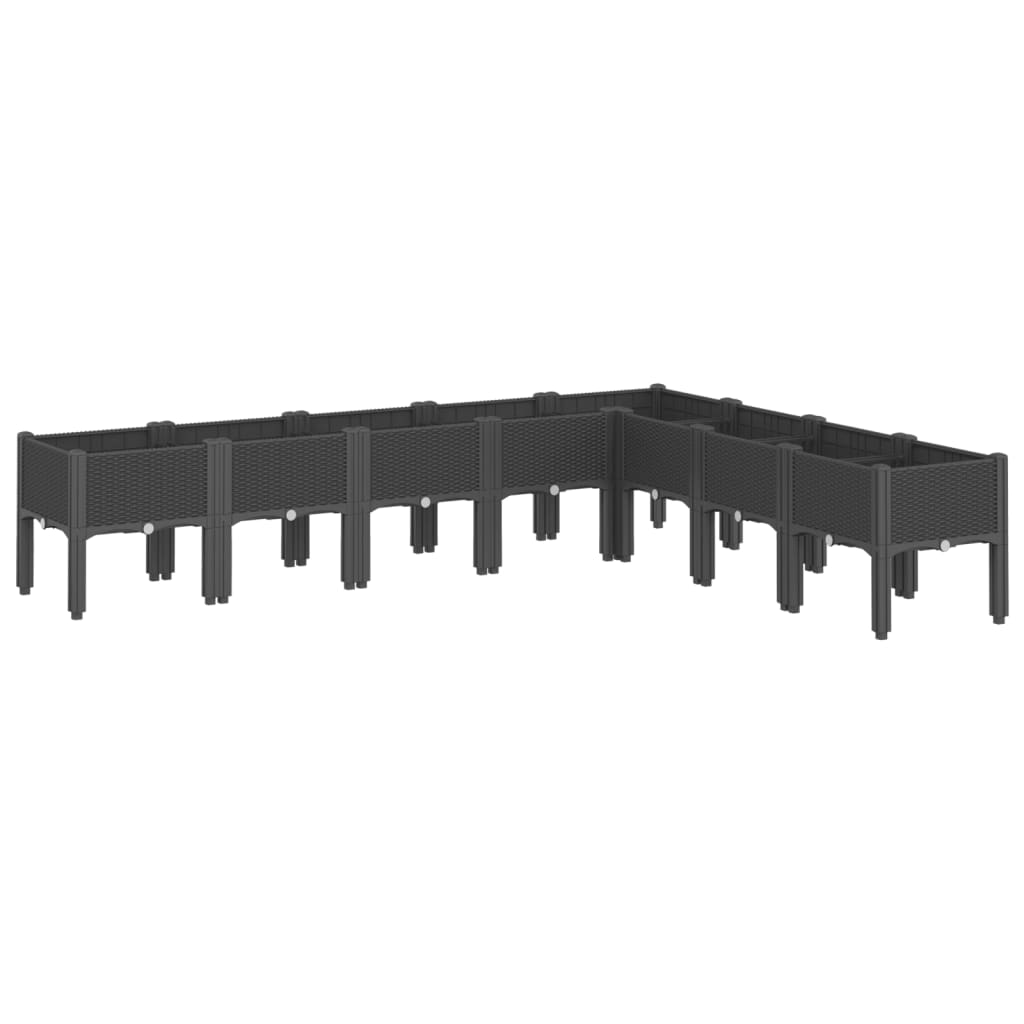 Vidaxl plantenbak met poten 200x160x42 cm polypropeen zwart