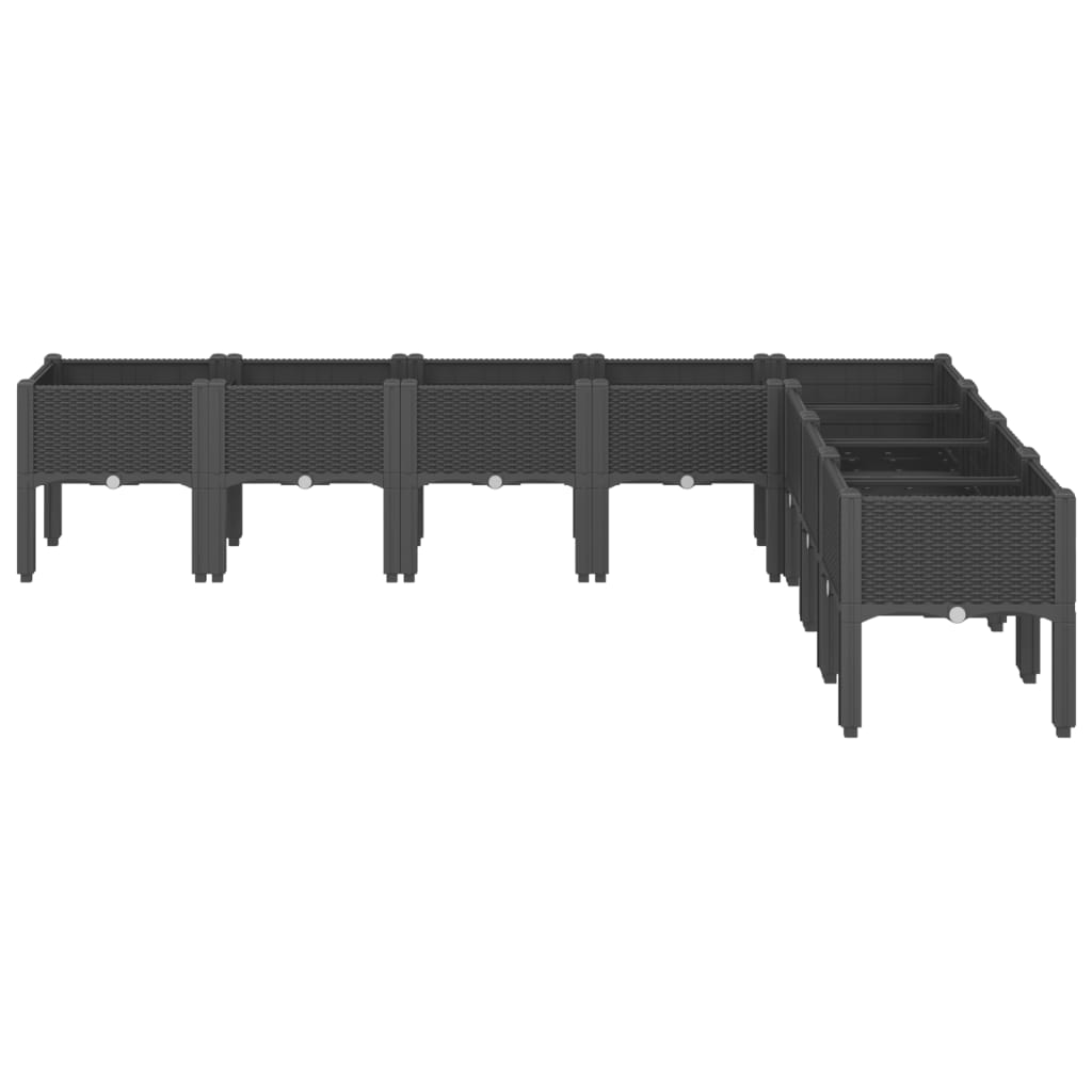Vidaxl plantenbak met poten 200x160x42 cm polypropeen zwart