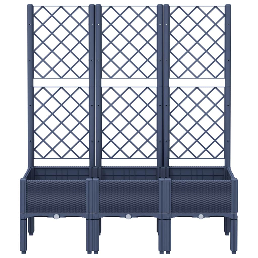 Vidaxl plantenbak met latwerk 120x40x142 cm polypropeen blauwgrijs