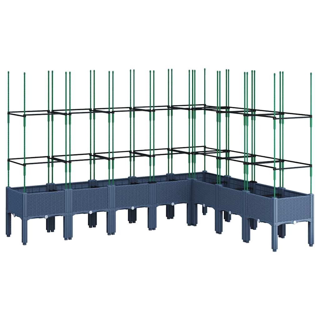 Vidaxl plantenbak met latwerk 200x160x142,5 cm polypropeen blauwgrijs