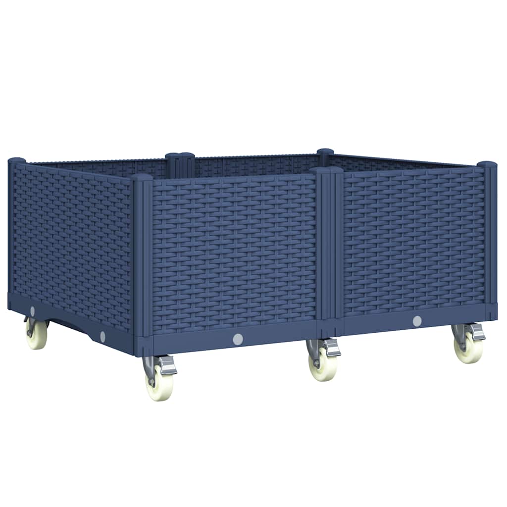 Vidaxl plantenbak met wielen 100x80x54 cm polypropeen blauwgrijs