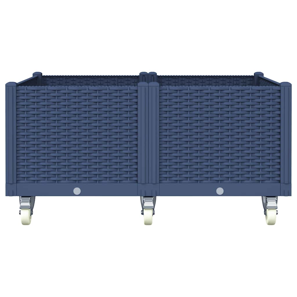 Vidaxl plantenbak met wielen 100x80x54 cm polypropeen blauwgrijs