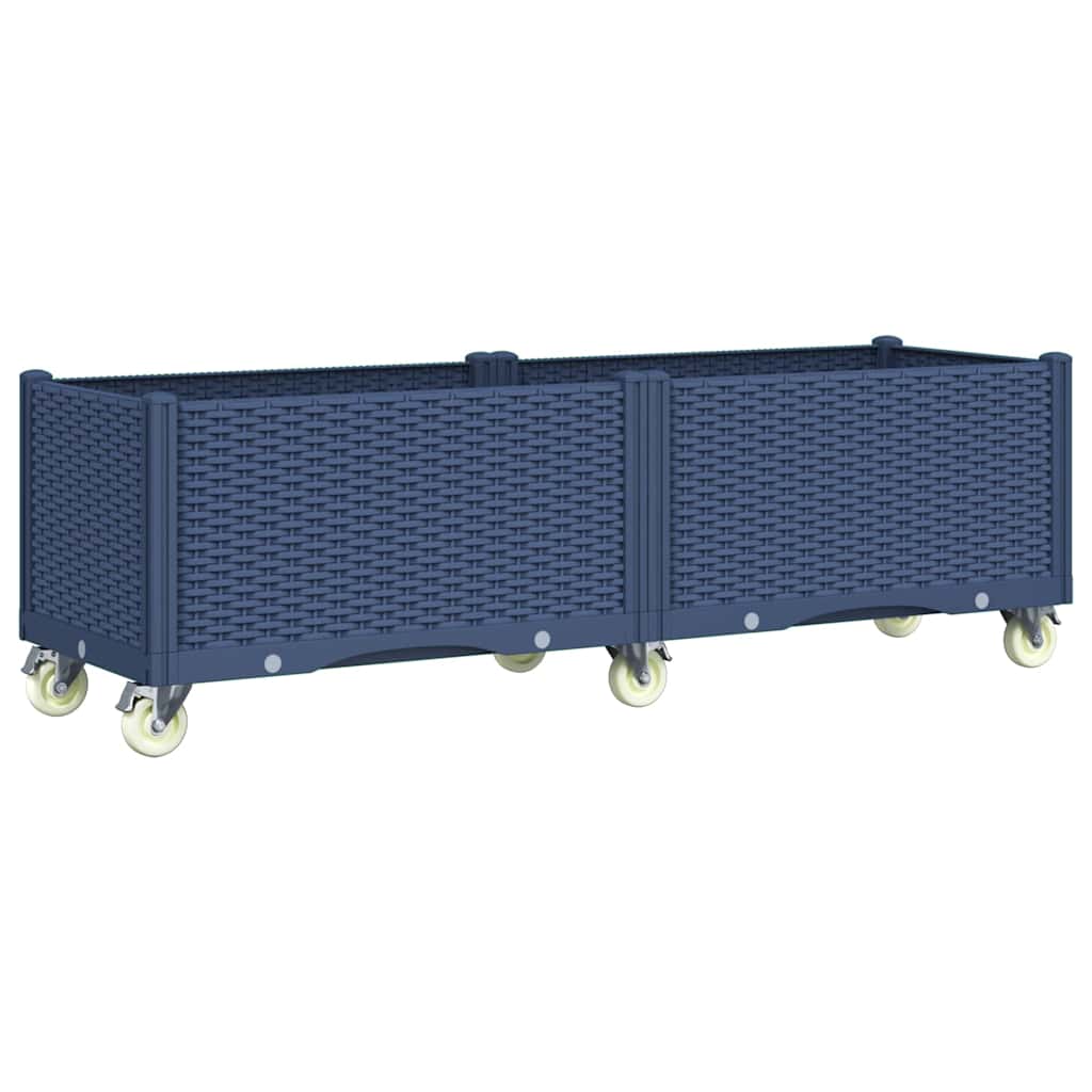 Vidaxl plantenbak met wielen 160x50x54 cm polypropeen blauwgrijs