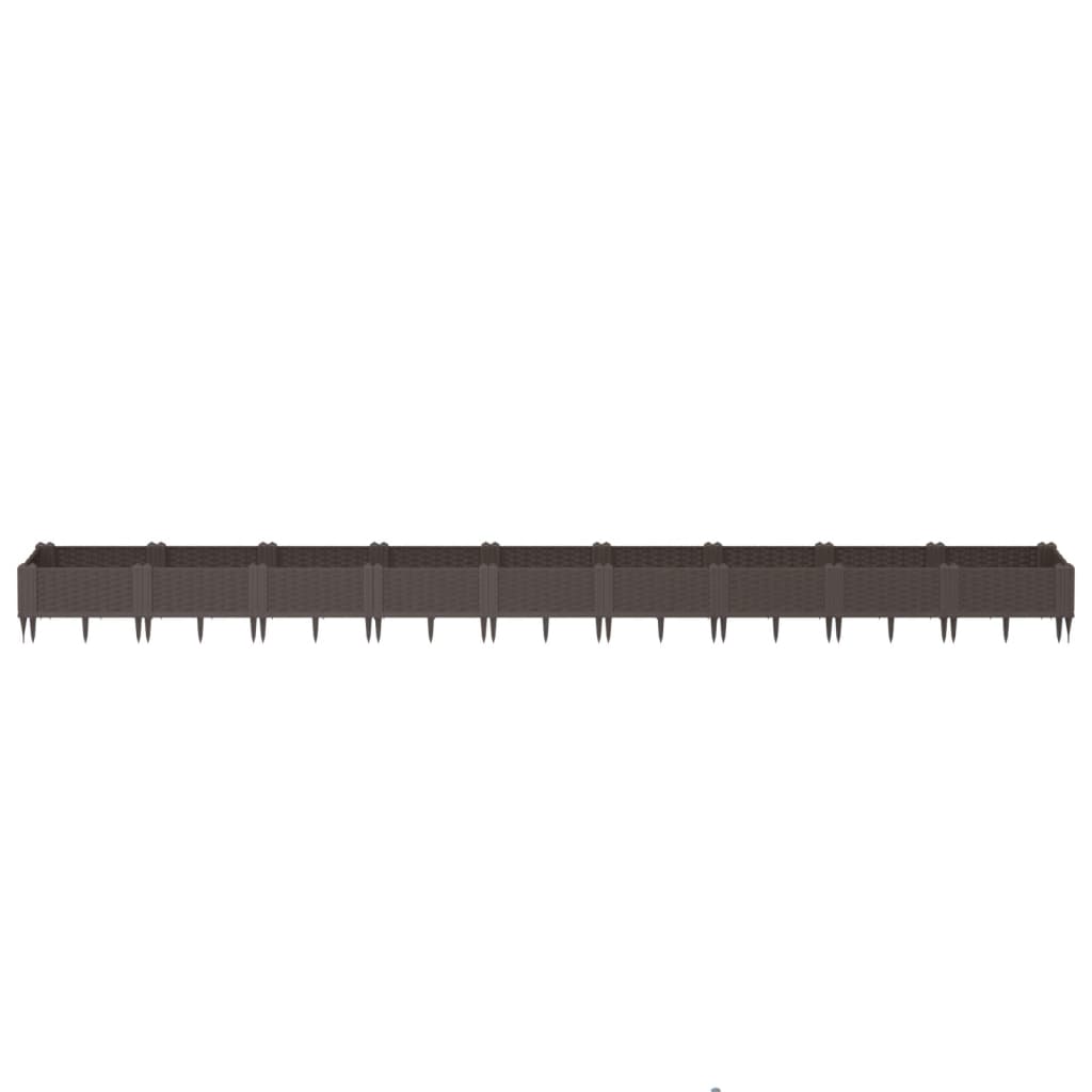 Vidaxl plantenbak met pinnen 362,5x42,5x28,5 cm polypropeen bruin
