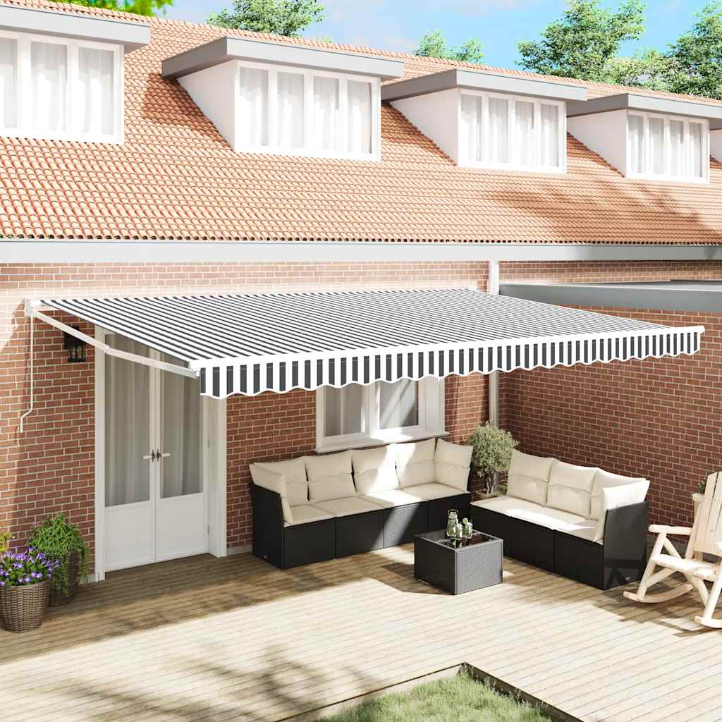 Vidaxl luifel uittrekbaar 5x3 m stof en aluminium antraciet en wit