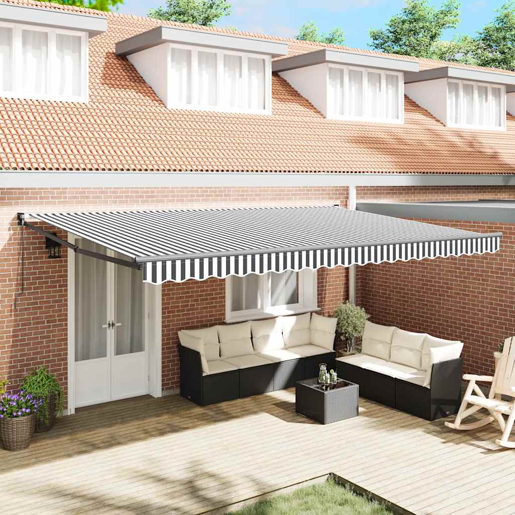 Vidaxl luifel uittrekbaar 5x3 m stof en aluminium antraciet en wit