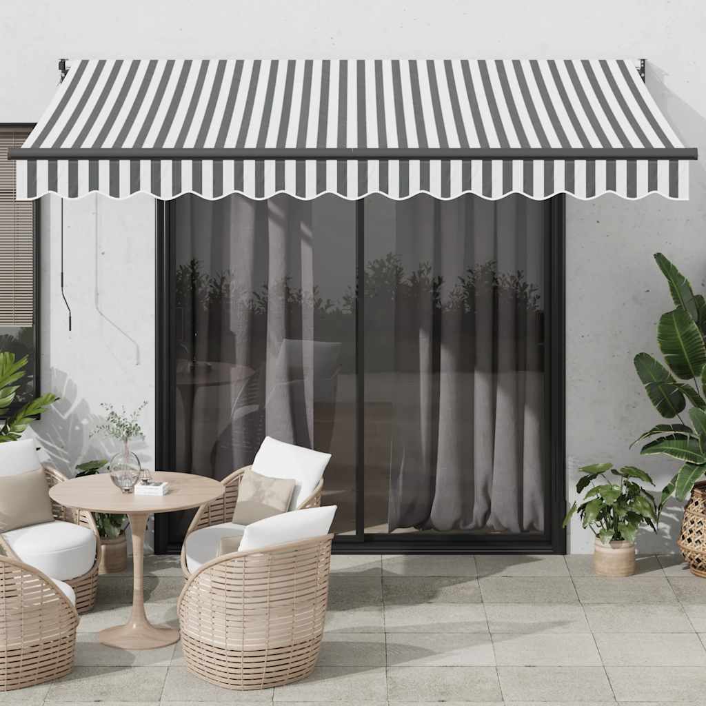 Vidaxl luifel uittrekbaar 3,5x2,5 m stof en aluminium antraciet en wit