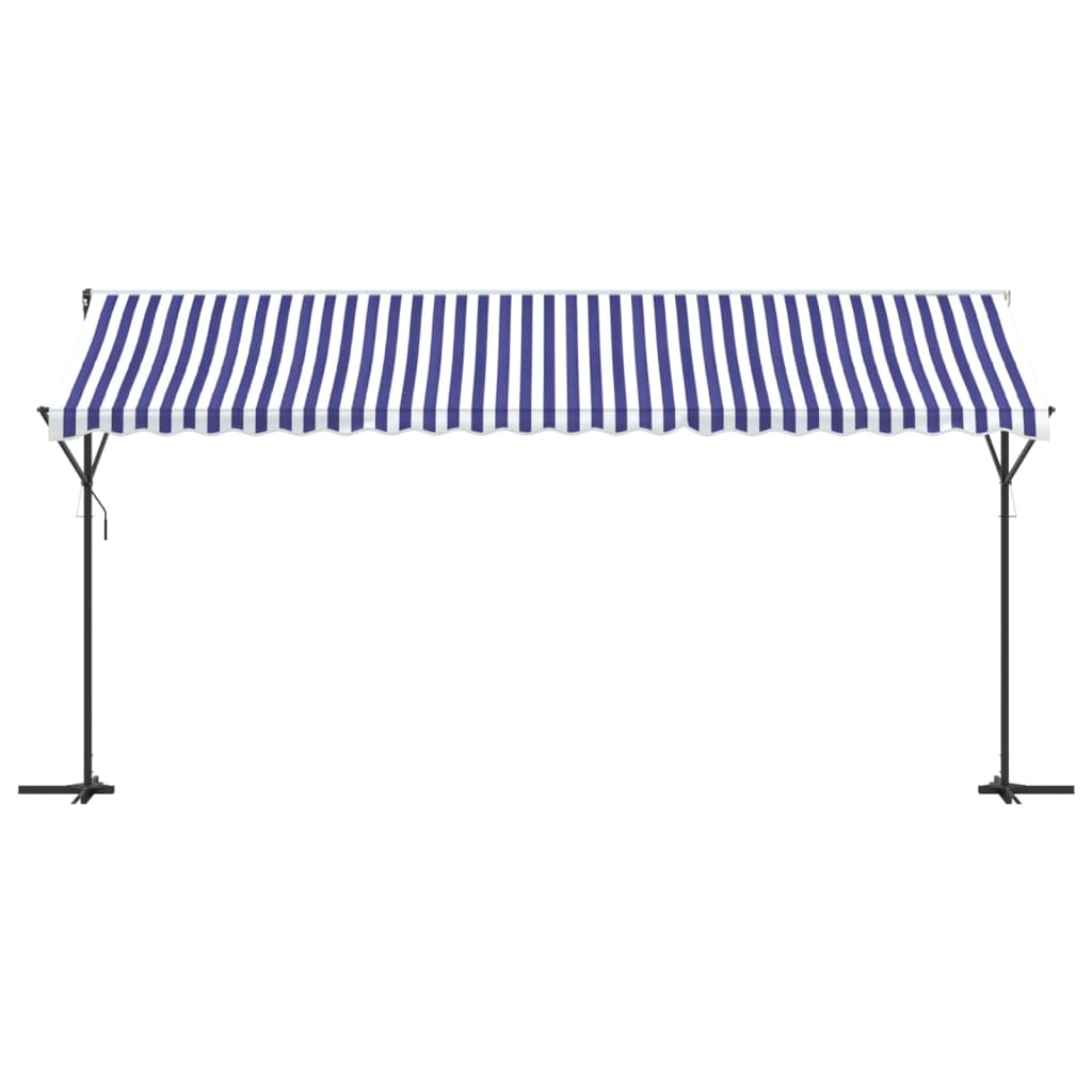 VidaXL Luifel vrijstaand 500x300 cm stof en staal blauw en wit