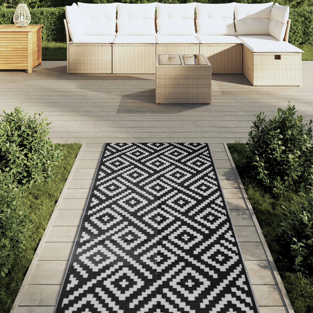 Vidaxl buitenkleed arakil 80x250 cm polypropeen wit en zwart