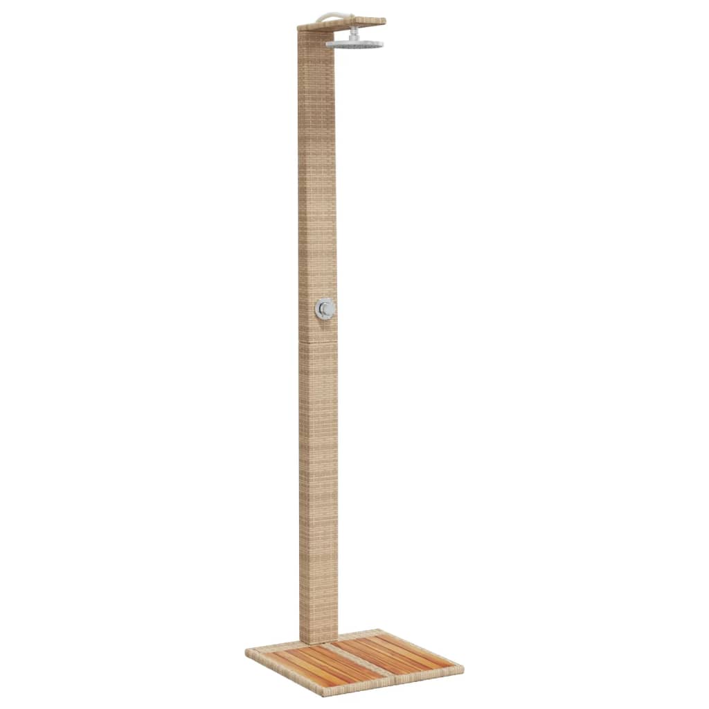 Vidaxl buitendouche 50x55x224 cm poly rotan en acaciahout beige