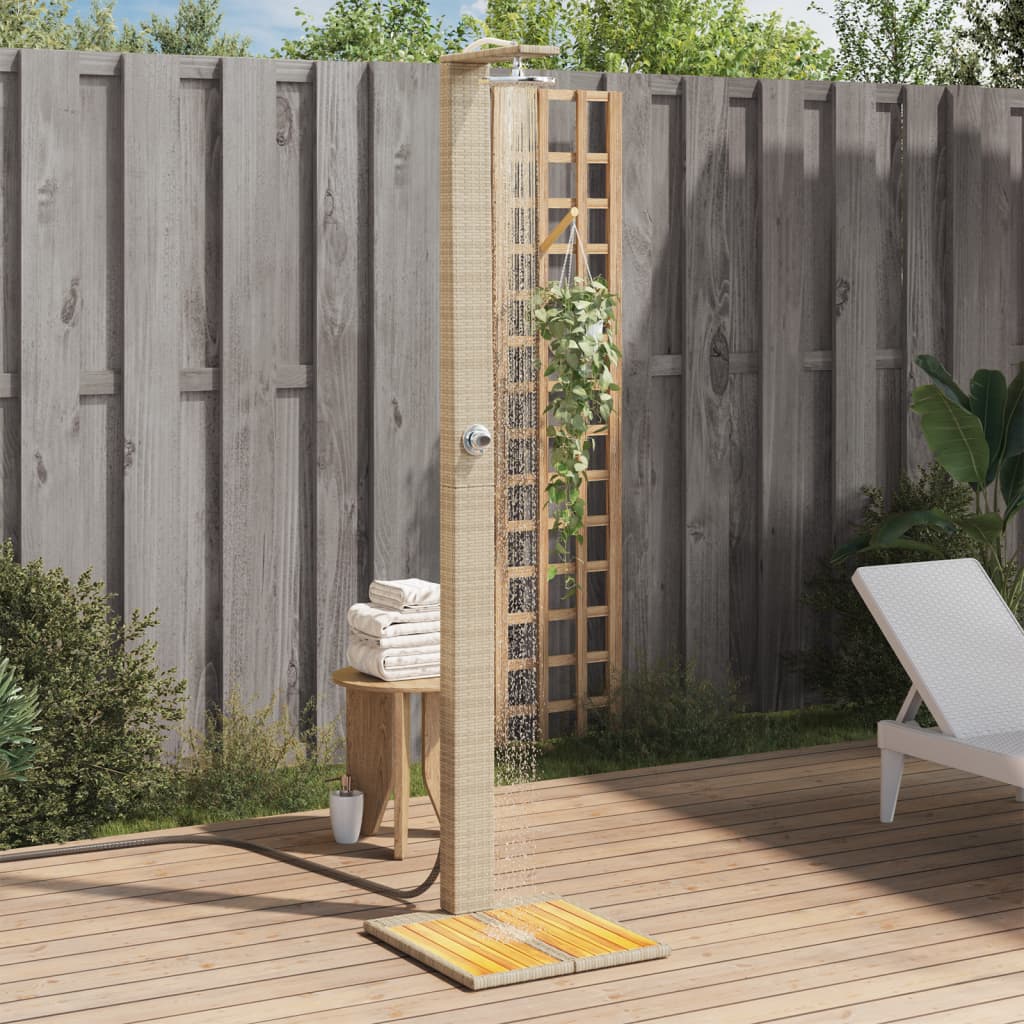 Vidaxl buitendouche 50x55x224 cm poly rotan en acaciahout beige