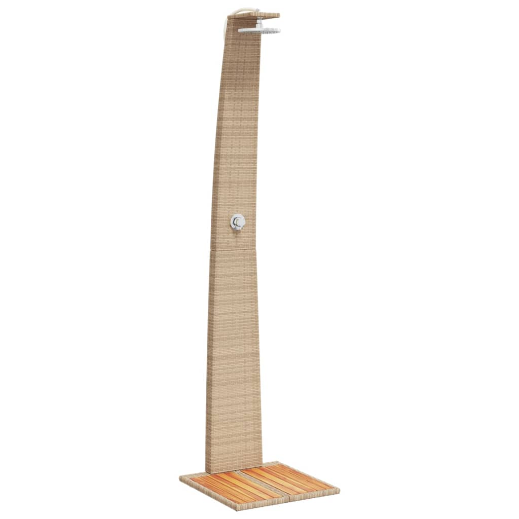 Vidaxl buitendouche 55x60x224 cm poly rotan en acaciahout beige