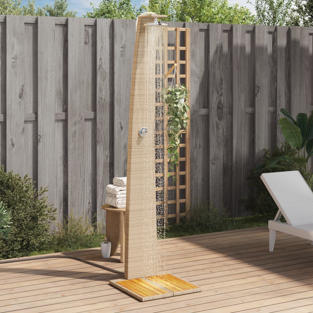 Vidaxl buitendouche 55x60x224 cm poly rotan en acaciahout beige
