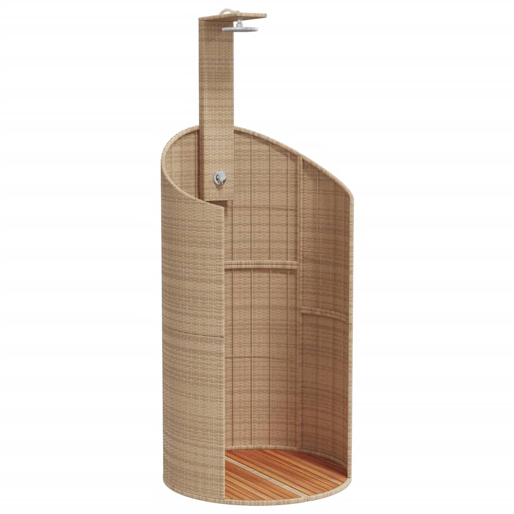 Vidaxl buitendouche 100x100x241,5 cm poly rotan en acaciahout beige
