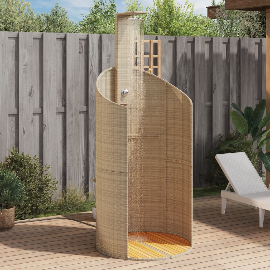 Vidaxl buitendouche 100x100x241,5 cm poly rotan en acaciahout beige