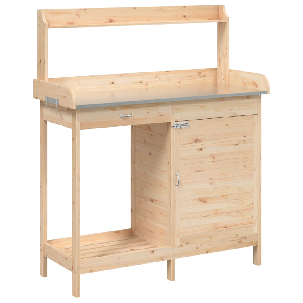 Vidaxl oppottafel met kast 110,5x45x124,5 cm massief vuurhout