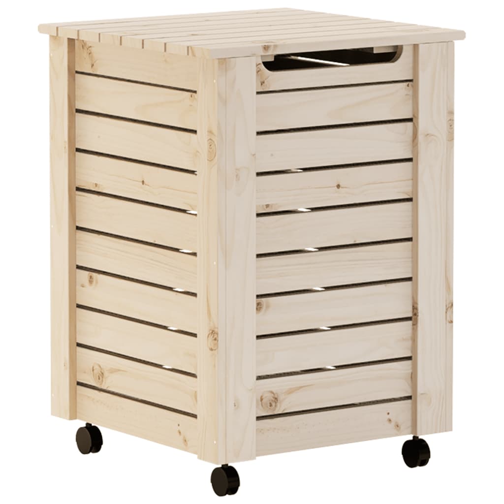 Vidaxl wasmand met wielen rana 45x45x64 cm massief groenhout