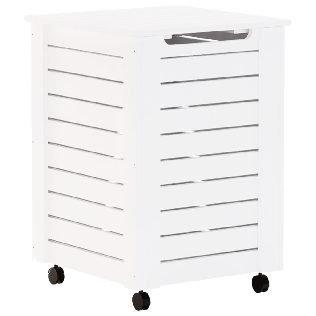 Vidaxl wasmand met wielen rana 45x45x64 cm massief groenhout wit