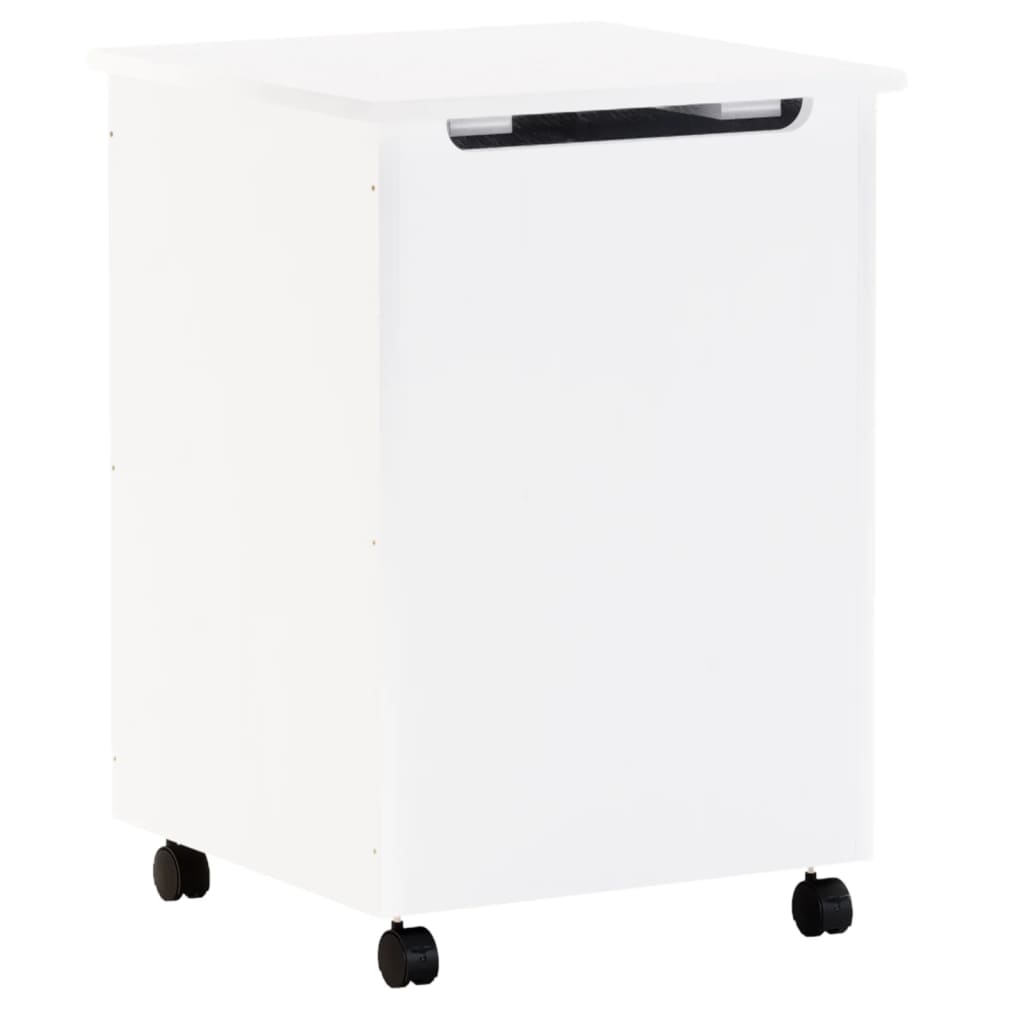 VidaXL Wasmand met wielen RANA 45x45x64 cm massief groenhout wit